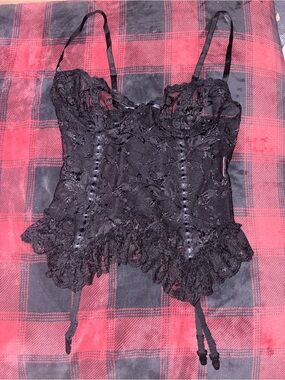 Black Lace Bustier Corset Top - Women